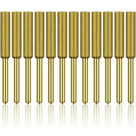 Ulisem Set di 12 affilatrici per motoseghe diamantate, mole abrasive rivestite in titanio ad alta durezza, punte per affilatura di motoseghe, 3/16 pollici 4,8 mm H122 Derrui (1/4)