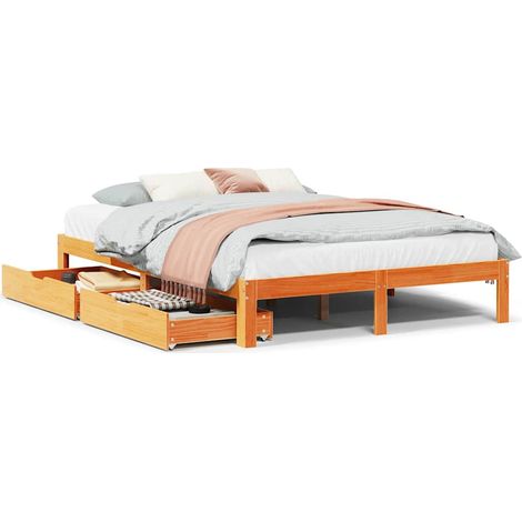 Maison Exclusive - Giroletto Cassetti Marrone Cera 140x200 cm Legno Massello Pino