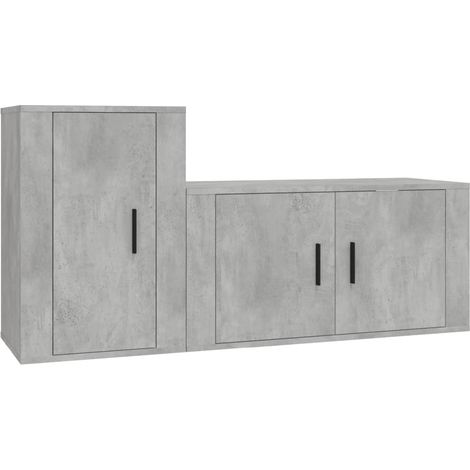 Ensemble de meubles armoire buffet TV télévision salon chambre séjour 2 pièces bois d'ingénierie gris