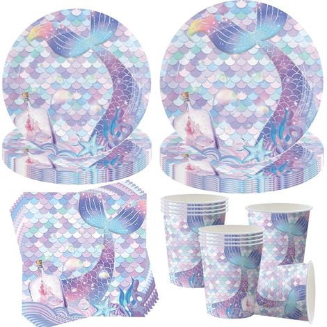 Kit Vaisselle Anniversaire,Party Set, assiettes, serviettes et gobelets, décoration de table, décoration d'anniversaire,Assiette Carton Papier Tasses Serviettes Nappe pour Fête de Noël (1/5)