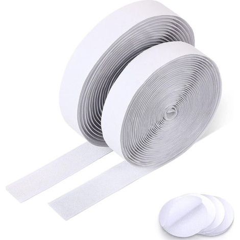 Pair Ruban adhésif auto-agrippant de 5 m, résistant aux rayures, à forte adhérence, pour tous types de fixations, par exemple pour cadres photo (blanc – 2 cm × 5 m) – RAPANDA