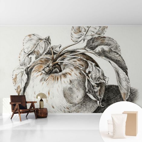 Tapete Vliestapete mit Kleber - trendige Wanddeko - elegant Fototapete für Wohnzimmer - Schlafzimmer Apfelblätter 416x254 cm (1/5)