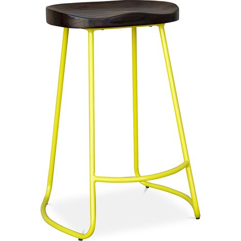 Barhocker - Industriedesign - Holz und Metall - 66 cm - Adriel Gelb