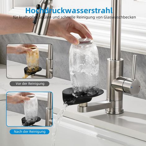 Mitigeur cuisine 3‑en‑1 filtration eau – Double sortie lave‑vaisselle et eau potable – Inox 304 brossé, pivotant 360° (1/5)