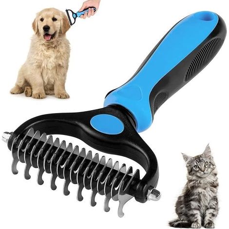 Râteau de toilettage - Brosse Chien et Chat - Douce pour la peau - Enlève les poils - Pour animaux moyens (1/4)