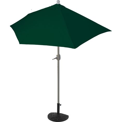 [NEUWERTIG] Sonnenschirm halbrund Lorca, Halbschirm Balkonschirm, UV 50+ Polyester/Alu 3kg 270cm grün mit Ständer
