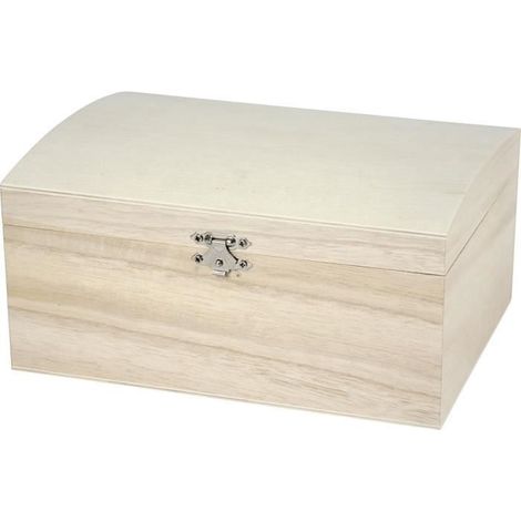 Coffret en bois - Réf 574950 - Couverture ronde - Serrure métallique - Beige