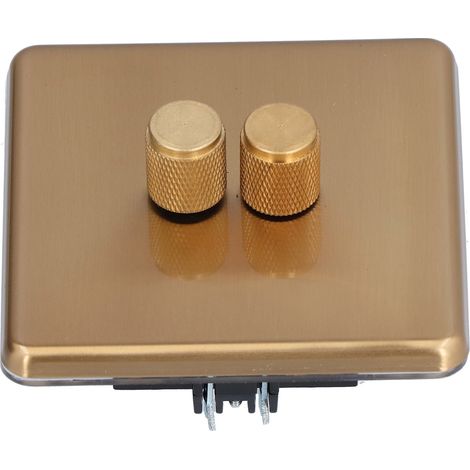 Interrupteur variateur élégant, résistant aux rayures et durable en laiton brossé, pour une utilisation domestique (220 V CA) avec double variation d'intensité.