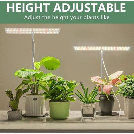 Verstellbare LED-Pflanzenlampe mit 3 Beleuchtungsmodi und 4 Dimmstufen.