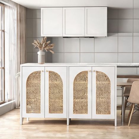 Buffet coloris blanc en MDF 145 x 80 x 40 cm (1/5)