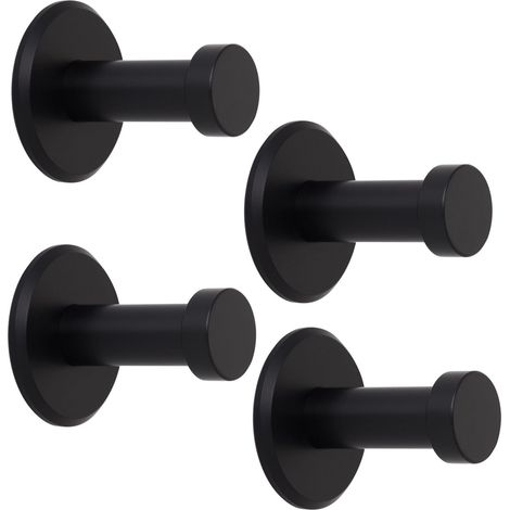 SOTECH Garderobenhaken TALEA (Ø 10 / 15 mm) Edelstahl massiv inkl. Befestigungsmaterial, schwarz eloxiert (Länge 30 mm, Gesamtlänge 33 mm), 4 x Wandhaken