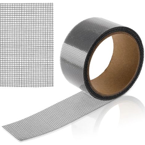 Ruban adhésif de réparation pour moustiquaire, 1 rouleau. Kit de réparation pour moustiquaire de fenêtre ou de porte. Ruban adhésif en fibre de verre résistant et auto-adhésif. Outil de réparation gri (1/5)