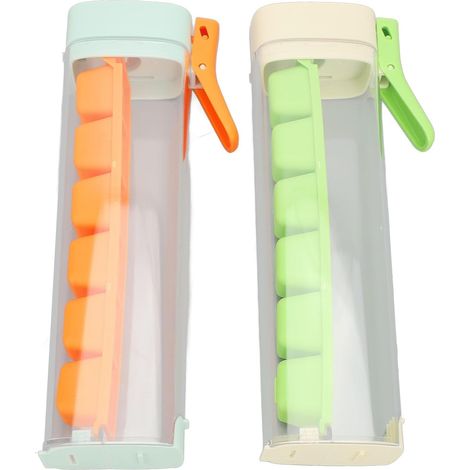 Bac à glaçons réutilisable avec couvercle (ensemble de 2 pièces, matériau PP/PC) – Modèle à 6 compartiments avec bac de stockage et démoulage facile idéal pour les cocktails, les boissons aux fruits (1/5)