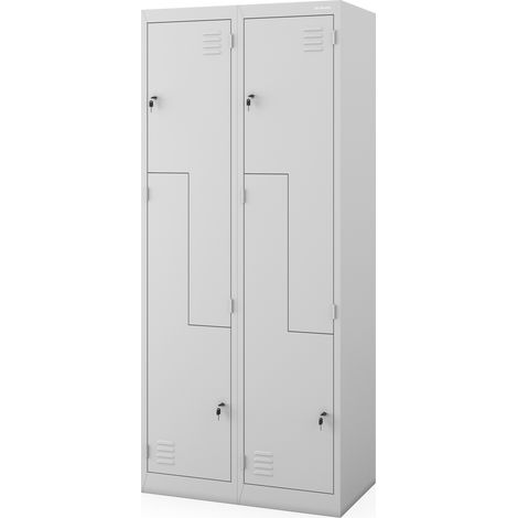 Armoire vestiaire pour vêtements à quatre compartiments JULIA, 800 x 1850 x 450 mm, grise