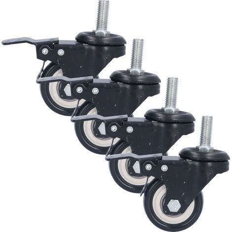 4 Roulettes à tige robustes, roues industrielles stables et durables pour étagères, machines et équipements, avec freins. (1/5)