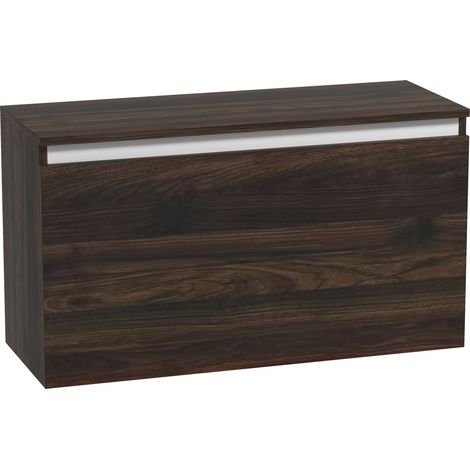 Comodino Sospeso con Cassetto Senza Maniglie e con Fissaggio a Parete, 80x30x45cm, Noce
