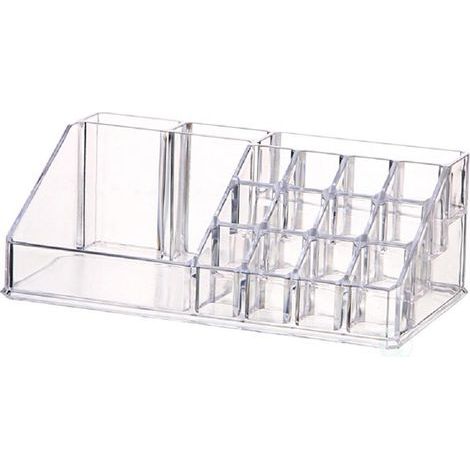 Boîte de rangement pour rouge à lèvres, boîte de rangement en acrylique transparent à 16 grilles, présentoir pour rouge à lèvres épaissi (1/5)