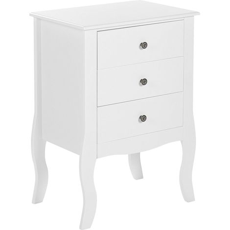 3 Drawer Bedside Table LANE White (1/5)