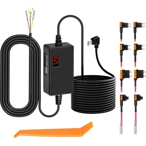 Kit De Câblage Pour Caméra Dash Cam, Mini USB Hardwire Kit 12V-24V En 5V, Avec Protection Basse Tension Pour Dashcam, Cordon D'alimentation (1/5)