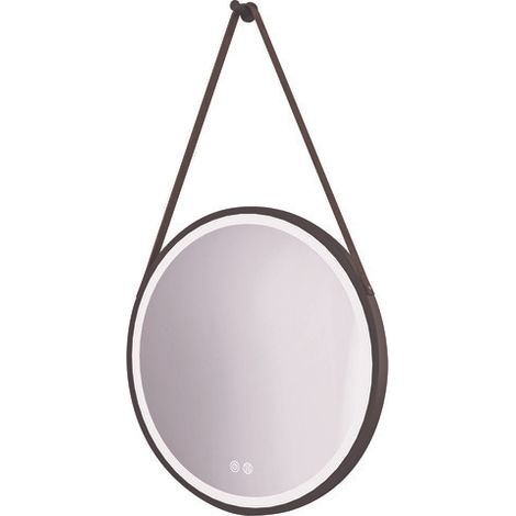 ONDEE - Espejo iluminado KYARA con correa - Marco de aluminio negro - Ø60 cm (1/5)