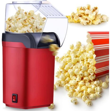 Machine à pop-corn - Appareil à pop-corn à air chaud - Sans huile - 1200 W - Sain - Idéal pour les soirées cinéma, (1/3)