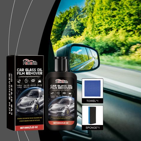 Autoglas-Versiegelungspaste, Scheibenreiniger, Fleckenentferner, wasserfest, regenfest, Autoreinigungsprodukt – 100 g + 1 Tuch + 1 Schwamm -- BIEMMEDUE (1/5)