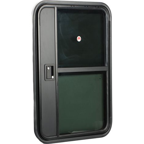 Fenêtre coulissante en verre trempé teinté en forme de larme pour porte de camping-car, étanche intégral, avec moustiquaire et serrure de sécurité. (1/5)