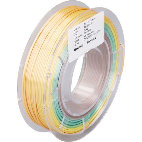 Filament PLA pour imprimante 3D, bobine de 1,75 mm, 200 g, consommable d'impression, aspect soyeux et brillant, dégradé de couleurs rapide, multicolore (1/5)