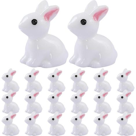 Lot de 50 mini figurines décoratives pour la maison, représentant des animaux du zodiaque chinois, des lapins miniatures et des animaux décoratifs.-2.3X1.4CM-White (1/3)
