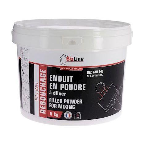 enduit de rebouchage - standard - en poudre - seau de 5 kg - bizline 740146