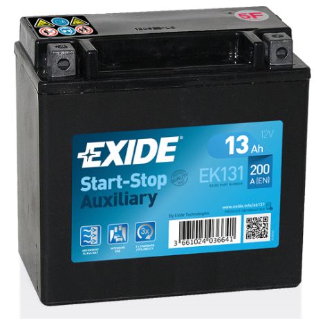 Exide – Batterie auxiliaire 12V 12Ah AGM – 200A CCA – Dimensions 150x90x145mm – Compatible Start-Stop pour véhicules équipés (1/3)