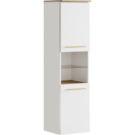Badezimmer-Meuble Bravos 35 x 35 x 133 cm – Weiß und Weiß – Bade (1/3)