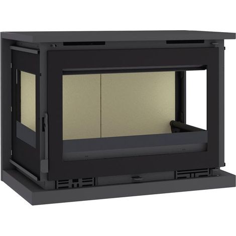 Poêle à bois 12,5kW à suspendre – Acier et verre sérigraphié – Bûches jusqu'à 62 cm – Rendement 75% – Évacuation fumées Ø150 mm – Fm Biomasa (1/5)
