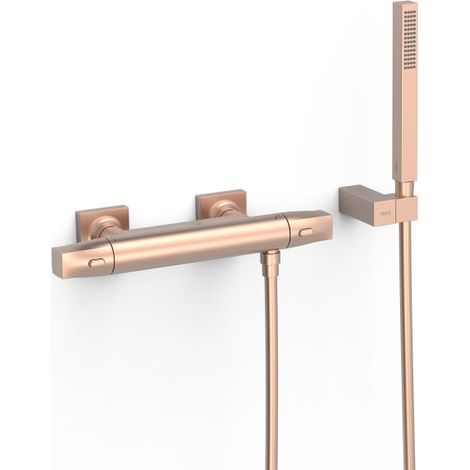Robinet thermostatique mural Over‑wall pour douche Or Rose Mat 24K - TRES 19016459OPM
