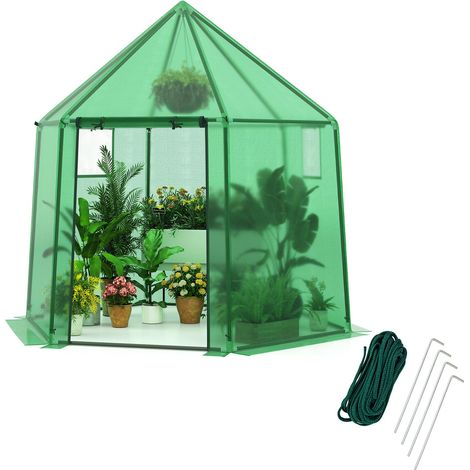 Serra da giardino per esterni con copertura in PE, serra portatile per esterni con struttura in metallo rivestito in PE antiruggine, 198 x 172 x 190 cm (1/5)