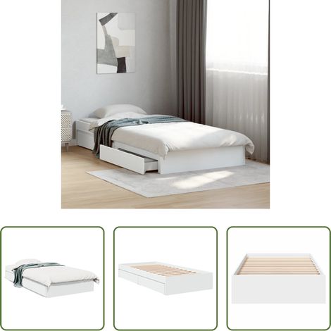 Schubladenbett -  Bettgestell mit Schubladen Weiß 100x200 cm Holzwerkstoff (1/5)
