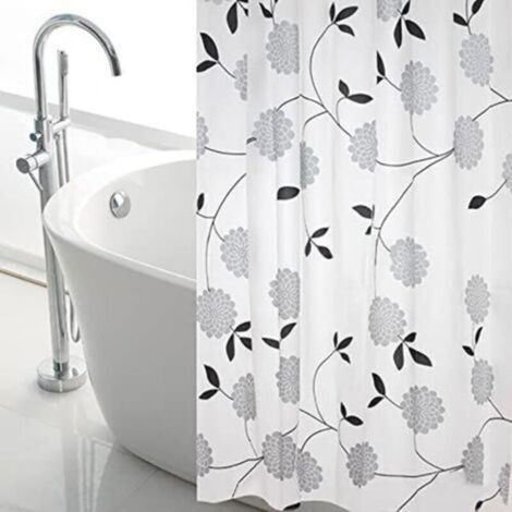 Rideau de Douche Motif de Fleurs Extra Large 300cm Large Rideau de Salle de Bain - 240cm Goutte Rideau de Douche Imperméable et Anti-moisissure, PEVA Rideau de Salle de Bain (200x240CM) (1/4)