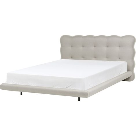 Letto matrimoniale in tessuto con testata trapuntata Beige 140 x 200 cm Soulisse (1/5)