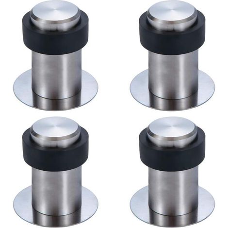 Butoir de Porte Adhésif au Sol 6 cm en Acier Inox Arrêt de Porte Butée Porte (Lot de 4)-6cm (1/4)