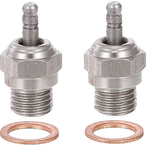 2PCS Nitro N3 RC Glow Plug for RC Car- Truck and Buggy 1/10 Compatible with Traxxas Kyosho HSP HPI Redcat haut de gamme (1/5)