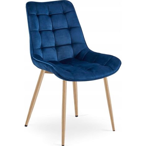 Silla Bera - terciopelo azul marino / patas de roble x 1 (1/4)
