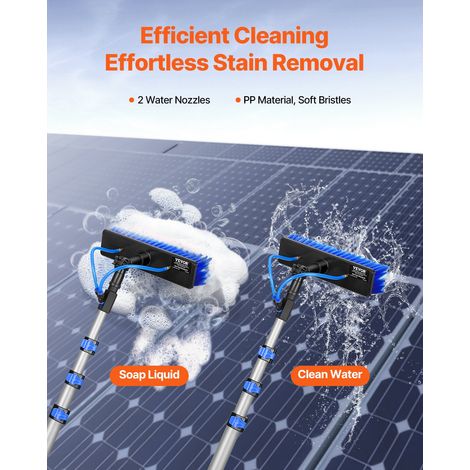 Kit Perche Télescopique Nettoyage Panneaux Solaires Extensible à 3,6 m, avec Tête de Brosse Rotative 180°, Tuyau 20 m, Outil de Net… (1/5)