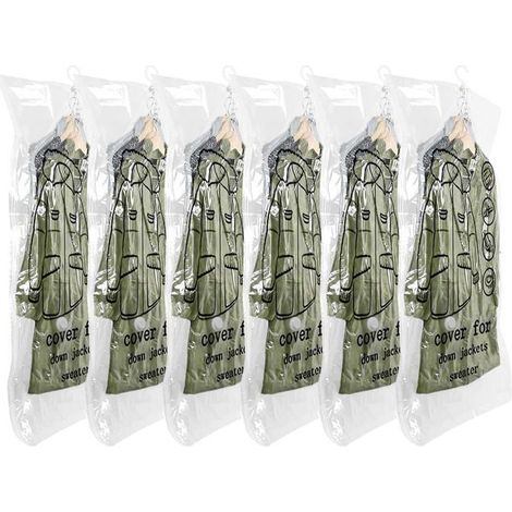 Sacs de Rangement sous Vide 6 Pièces, Housse de Vetement Sous Vide, 110x70cm Sac Sous Vide Vetement Aspirateur, Housse (6PCS) (1/5)
