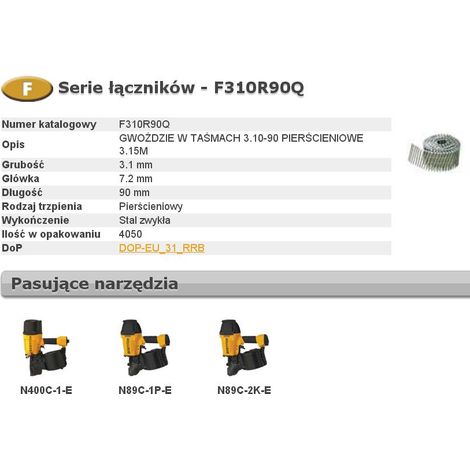 BOSTITCH RLX clavos anillados - Ø301mm - lg 90mm - brillante - 4050 piezas - F310R90Q
