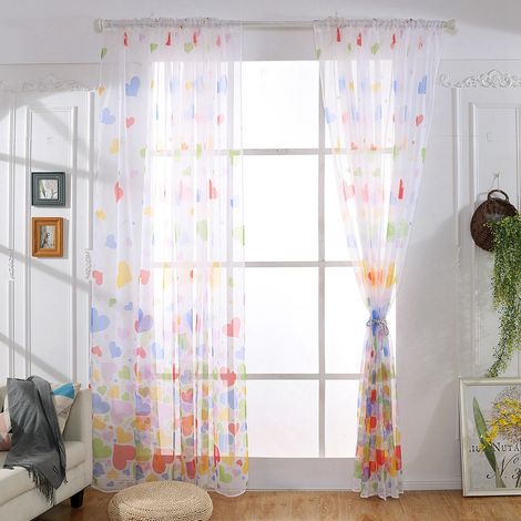 Rideau occultant pour porte et fenêtre, idéal pour la décoration de la chambre et du salon (Cœur coloré) (1/5)