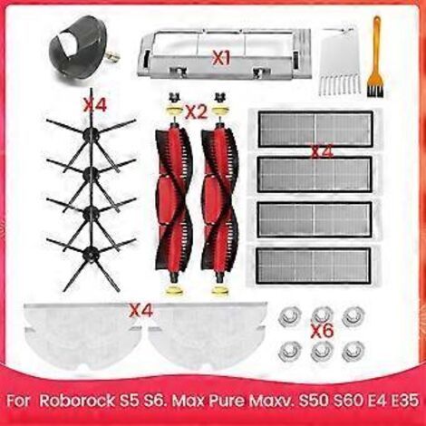 Pour Roborock S5, S6, Max Pure, Maxv, S50, S60, E4, E35, aspirateur robot : brosse latérale principale, filtre HEPA M