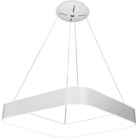 Lampe Suspension Led Carrée Métal Blanc 3000k 80w