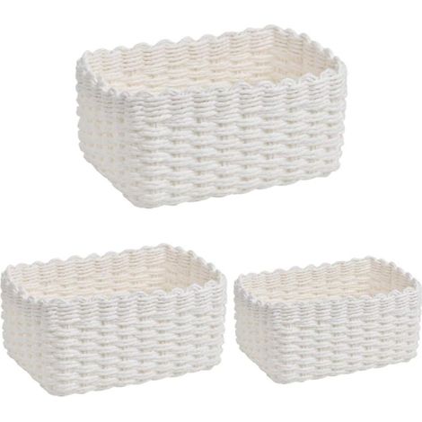 3pcs ,Boîtes de Rangement, Panier Polyvalents à Serviettes de Salle de Bain, en Corde Papier Recyclé, Organisation de Table