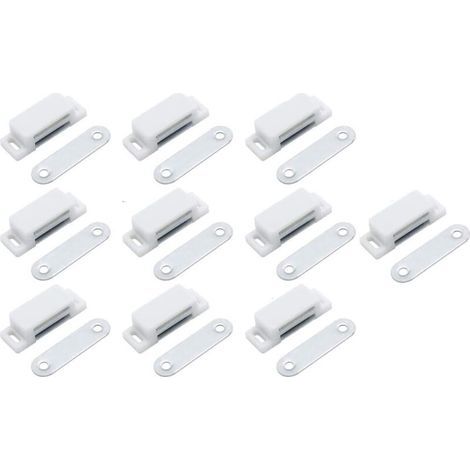 Furniture Latches - Pack of 10 Magnetic Snap Fasteners for Cabinets with Magnetic Suction - Strong Magnetic Closure - Single Door Suction (1/5)