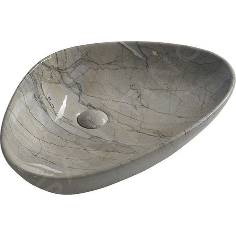 Sapho Dalma - Vasque à poser 59x39 cm, sans trop-plein, sans trou pour robinet, grigio MM213 (1/5)